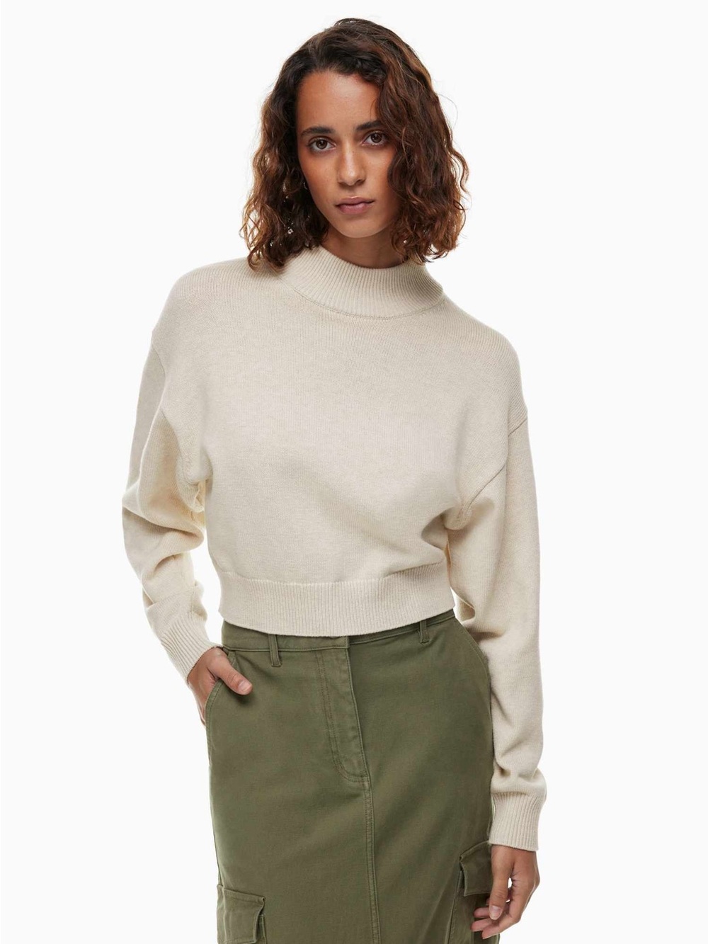 Wilfred Cropped Turtleneck Sweater in Oatmeal XS